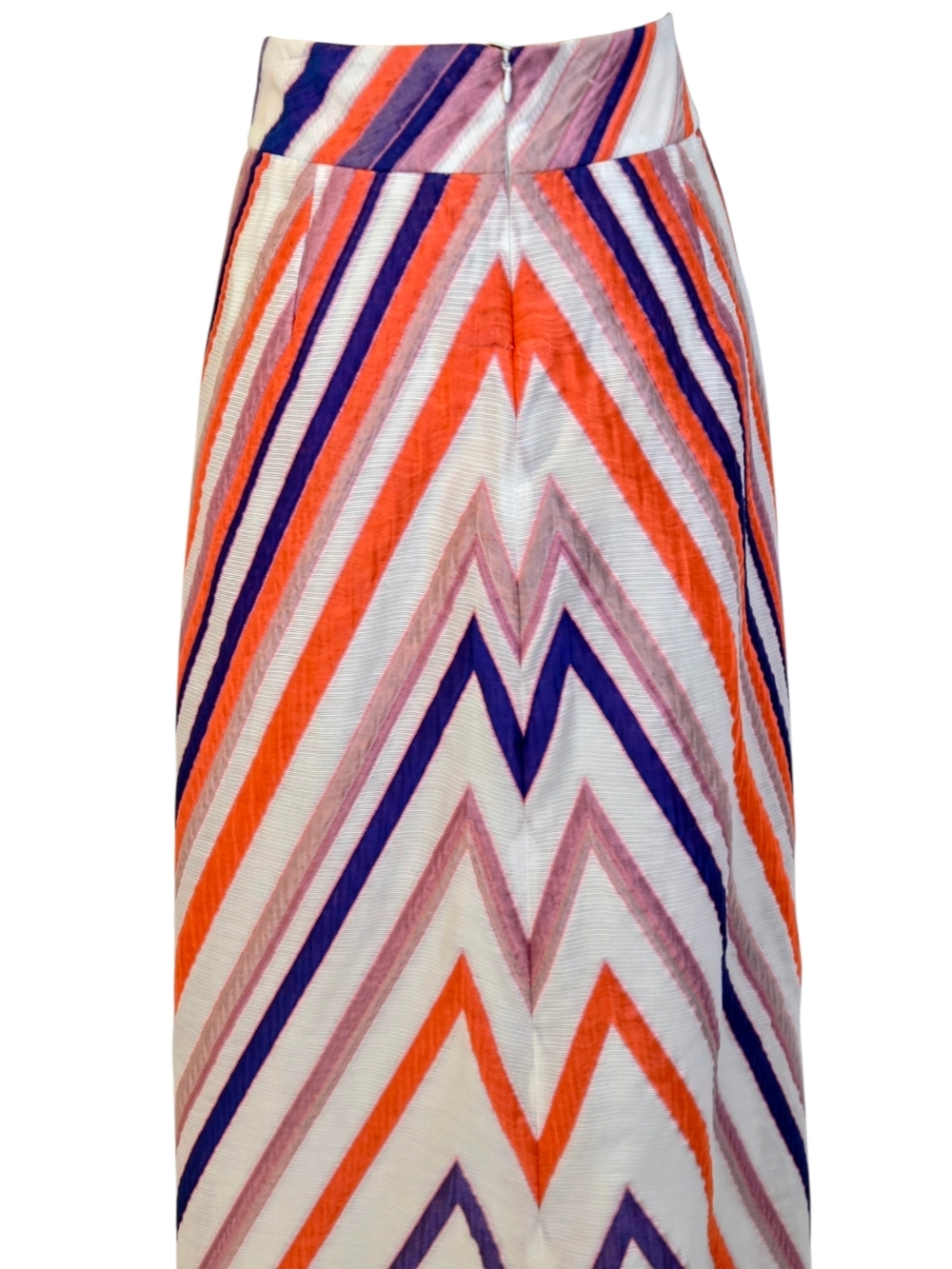 Emporio Armani Chevron Pleated Midi Skirt | Multicolor Textured Cotton Blend | - Picture 10 of 16